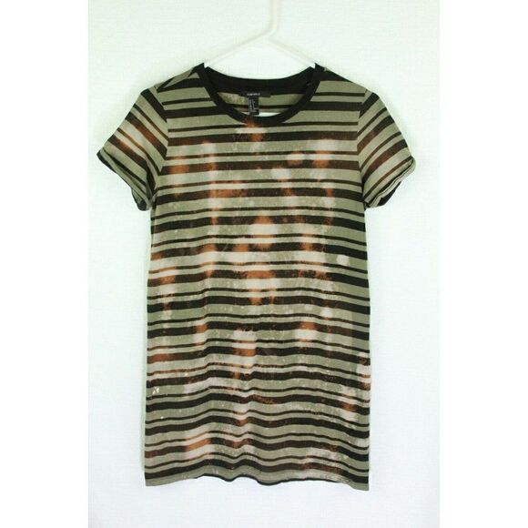 Forever 21 Top Camo Print Striped Short Sleeves Womens SMALL - Picture 1 of 4
